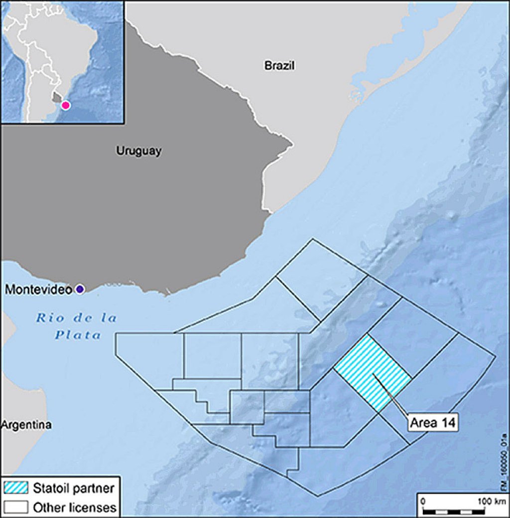 Map of offshore exploration block 14 in Uruguay